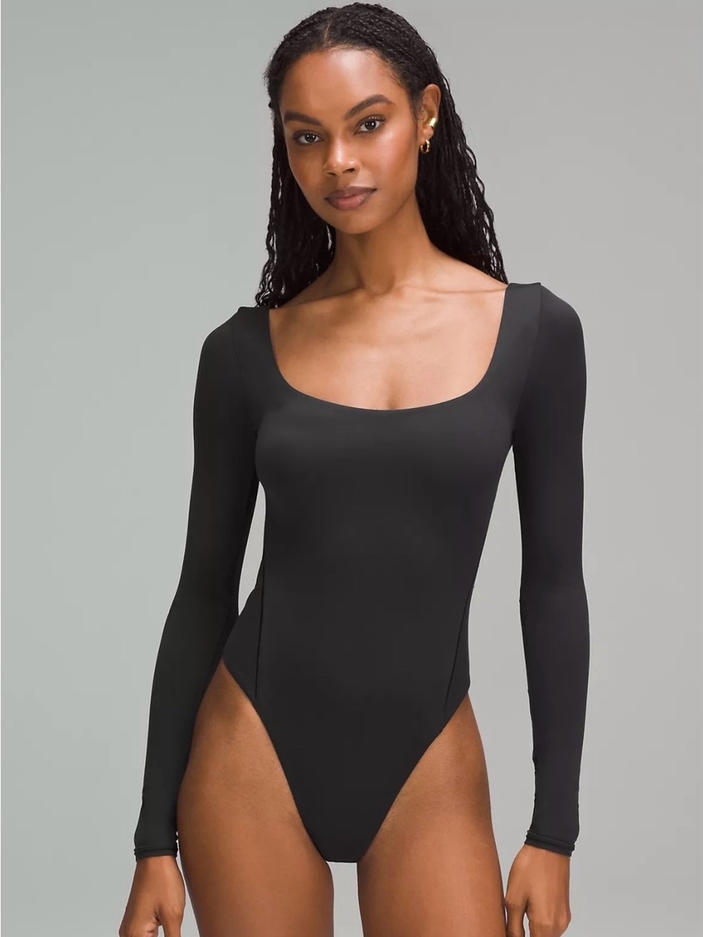 Wundermost Ultra-Soft Nulu Square-Neck Long-Sleeve Bodysuit